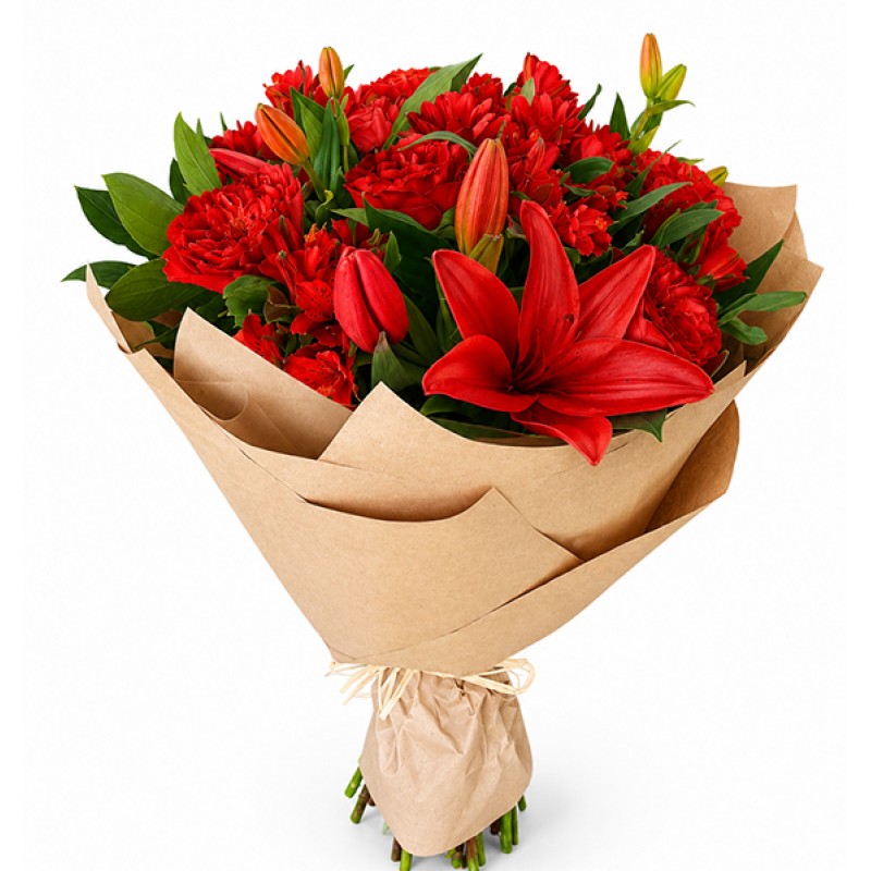 Bouquet with lilies and roses