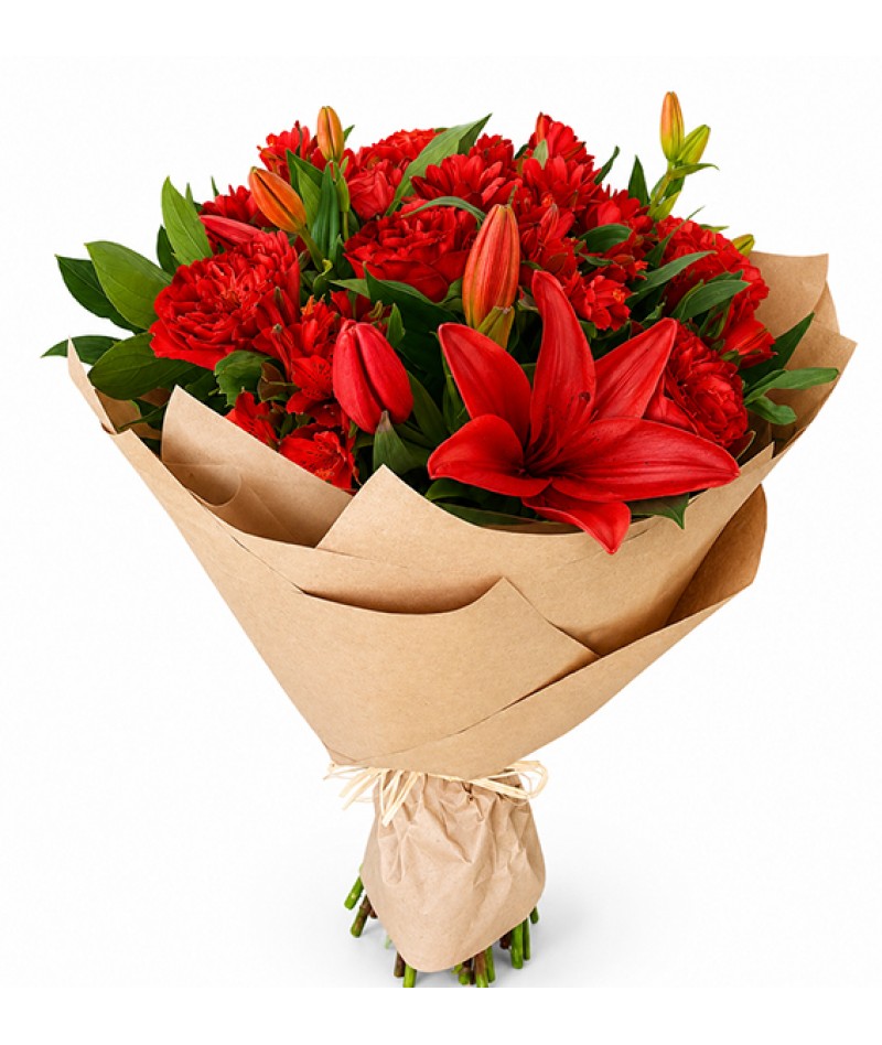 Bouquet with lilies and roses