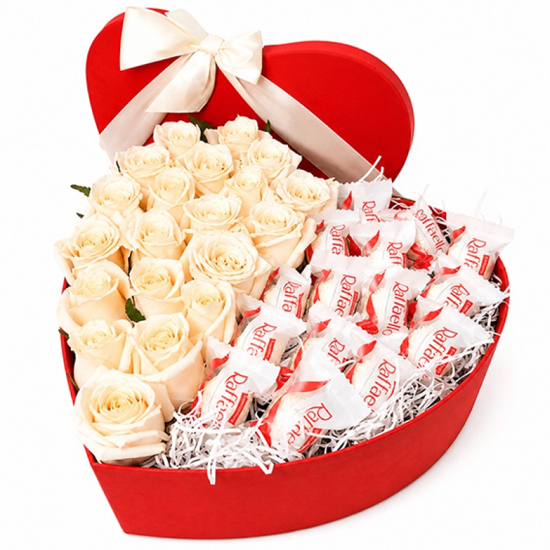 Heart of flowers and Raffaello