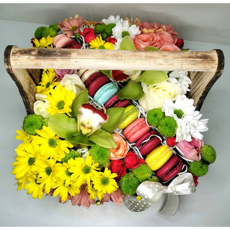 Box of flowers and cookies