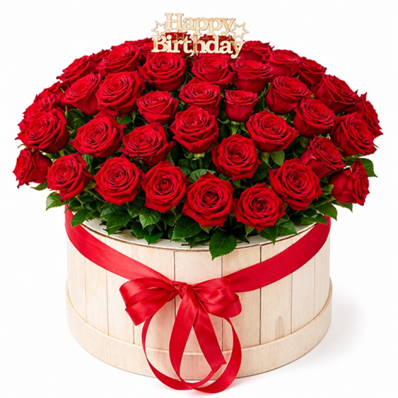 101 roses in a box